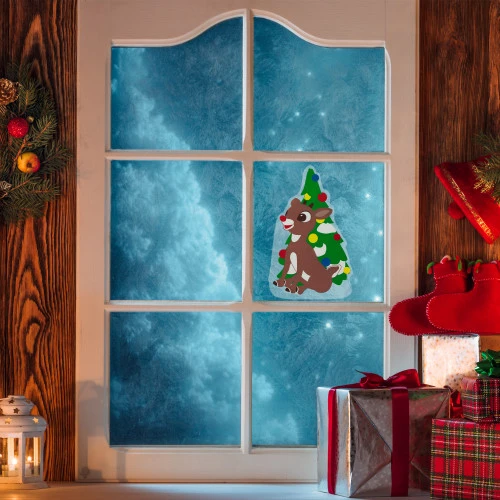 Northlight 8" Rudolph And Christmas Tree Double Sided Gel Window Cling Decoration 4 Northlight 8" Rudolph And Christmas Tree Double Sided Gel Window Cling Decoration - Image 2