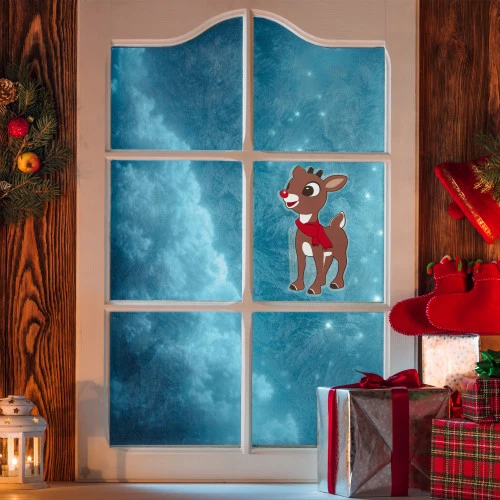 Northlight 8" Rudolph In Red Scarf Double Sided Gel Window Cling Decoration 4 Northlight 8" Rudolph In Red Scarf Double Sided Gel Window Cling Decoration - Image 2