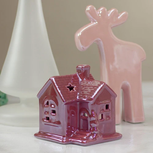 Northlight Ceramic House With Star Cutouts Christmas Decoration - 4" 4 Northlight Ceramic House With Star Cutouts Christmas Decoration - 4" - Image 2
