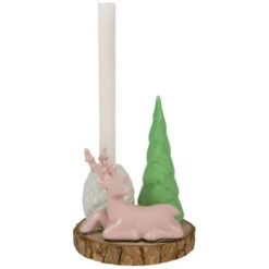Northlight Reindeer With Tree And Pine Cone Christmas Taper Candle Holder - 6" -Northlight Christmas northlight q592810 1 87275.1660066536