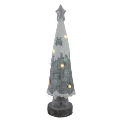LED Lighted Snow Cap Christmas Tree With Star Topper - 29" - Gray And White
