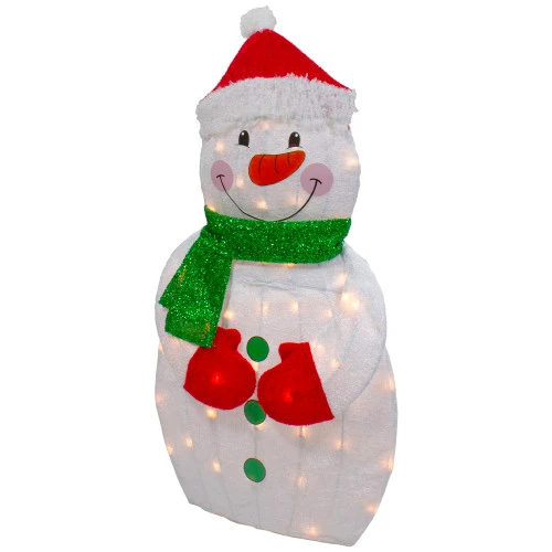 Northlight 32" Lighted 2D Chenille Snowman With Scarf Outdoor Christmas Decoration 6 Northlight 32" Lighted 2D Chenille Snowman With Scarf Outdoor Christmas Decoration - Image 4