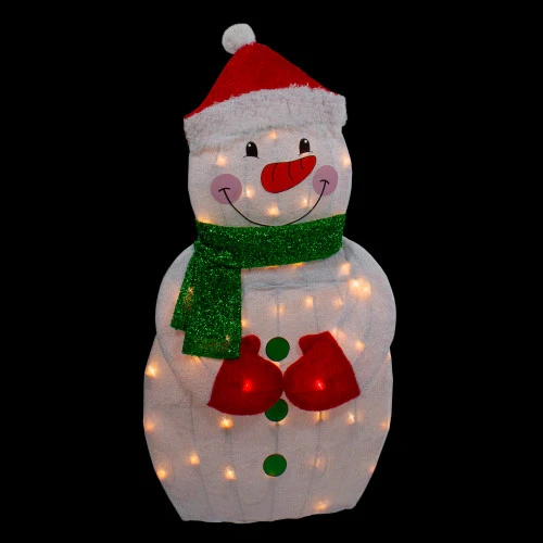 Northlight 32" Lighted 2D Chenille Snowman With Scarf Outdoor Christmas Decoration 5 Northlight 32" Lighted 2D Chenille Snowman With Scarf Outdoor Christmas Decoration - Image 3