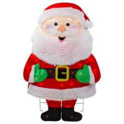 Northlight Lighted 2D Chenille Santa Outdoor Christmas Decoration - 32" - Warm White Lights