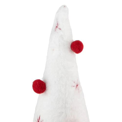 Northlight Plush Christmas Cone Tree With Pompom Ornaments - 11" - White And Red 7 Northlight Plush Christmas Cone Tree With Pompom Ornaments - 11" - White And Red - Image 5
