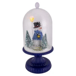 Northlight LED Lighted Snowing Musical Snowman In Cloche Christmas Decoration - 13.5" - Blue -Northlight Christmas northlight r92471 4 68866.1646182674