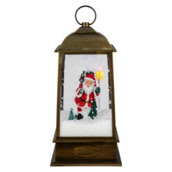 Northlight LED Lighted Snowing And Musical Santa Christmas Lantern - 13.5"