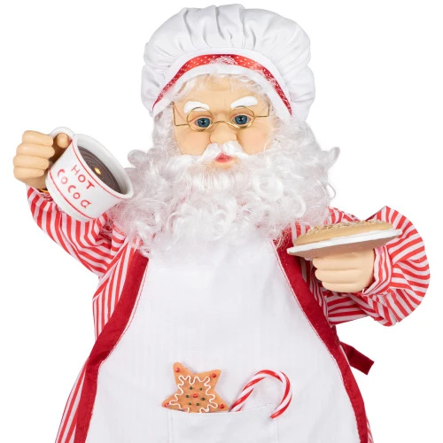 Northlight 24" Animated And Musical Chef Santa Claus With Hot Cocoa And Cookie Christmas Figure 4 Northlight 24" Animated And Musical Chef Santa Claus With Hot Cocoa And Cookie Christmas Figure - Image 2