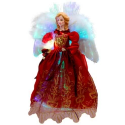 Northlight Lighted Fiber Optic Angel Christmas Tree Topper - 12" - Red And Gold -Northlight Christmas northlight rp97051 02 2 23856.1727404101