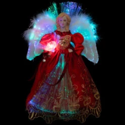 Northlight Lighted Fiber Optic Angel Christmas Tree Topper - 12" - Red And Gold -Northlight Christmas northlight rp97051 on20black 01 2 44550.1727404102