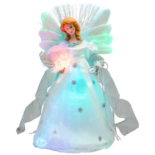 Northlight Color-changing Fiber Optic Angel With Rose Christmas Tree Topper - 12" - White 4 Northlight Color-changing Fiber Optic Angel With Rose Christmas Tree Topper - 12" - White - Image 2