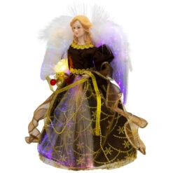 Northlight Color Changing Fiber Optic Christmas Angel Tree Topper - 12" - Brown -Northlight Christmas northlight rp97053 02 2 43668.1727404101