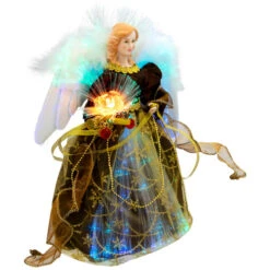 Northlight Color Changing Fiber Optic Christmas Angel Tree Topper - 12" - Brown -Northlight Christmas northlight rp97053 03 2 91770.1727404101