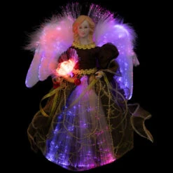 Northlight Color Changing Fiber Optic Christmas Angel Tree Topper - 12" - Brown -Northlight Christmas northlight rp97053 on20black 01 2 10781.1727404102