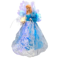 Northlight Lighted Fiber Optic Angel Christmas Tree Topper - 12" - Blue And White -Northlight Christmas northlight rp97054 02 2 60861.1727404103