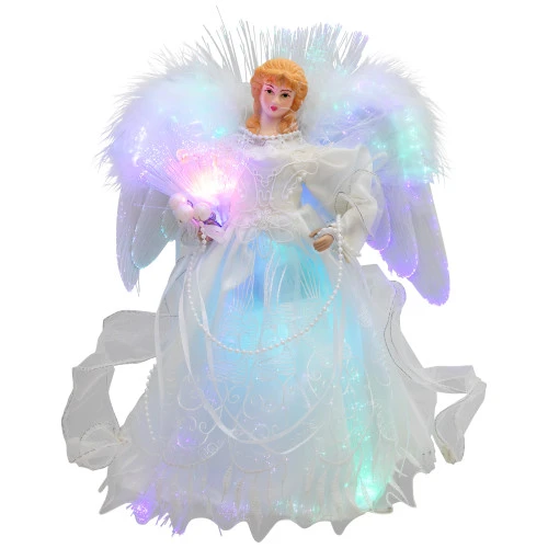 Northlight Fiber Optic Color-Changing Angel With Dove Christmas Tree Topper - 12" - White 4 Northlight Fiber Optic Color-Changing Angel With Dove Christmas Tree Topper - 12" - White - Image 2