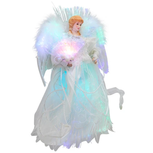 Northlight Fiber Optic Color-Changing Angel With Dove Christmas Tree Topper - 12" - White 7 Northlight Fiber Optic Color-Changing Angel With Dove Christmas Tree Topper - 12" - White - Image 5