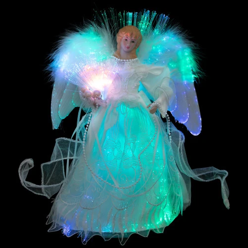 Northlight Fiber Optic Color-Changing Angel With Dove Christmas Tree Topper - 12" - White 5 Northlight Fiber Optic Color-Changing Angel With Dove Christmas Tree Topper - 12" - White - Image 3