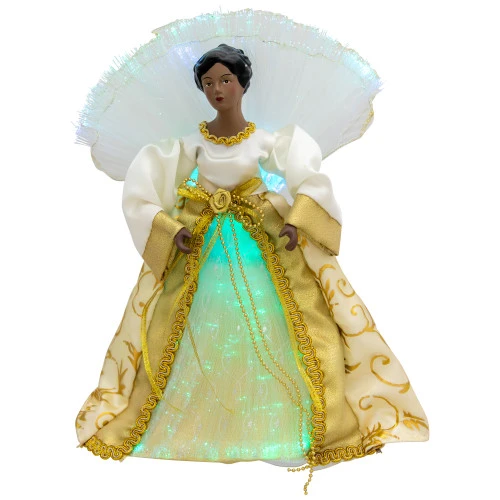 Northlight Lighted Fiber Optic African American Angel Christmas Tree Topper - 12" - Gold 4 Northlight Lighted Fiber Optic African American Angel Christmas Tree Topper - 12" - Gold - Image 2