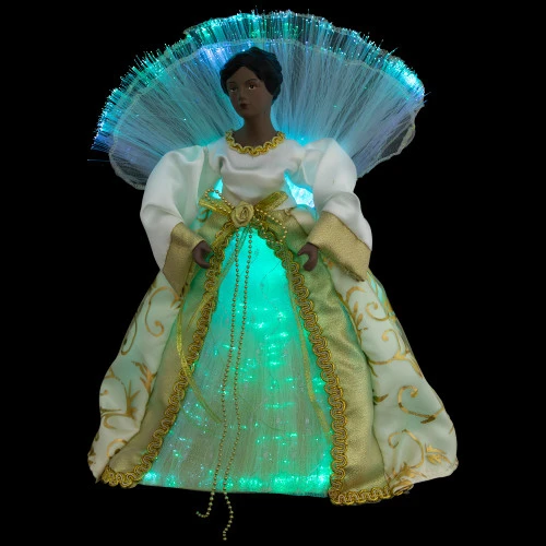 Northlight Lighted Fiber Optic African American Angel Christmas Tree Topper - 12" - Gold 5 Northlight Lighted Fiber Optic African American Angel Christmas Tree Topper - 12" - Gold - Image 3