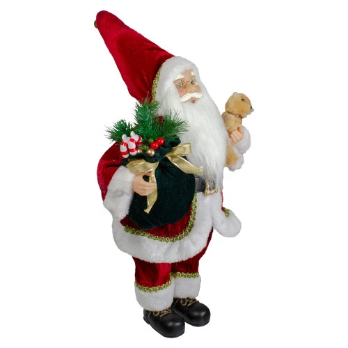 Northlight 18" Standing Santa Christmas Figure With A Plush Bear 6 Northlight 18" Standing Santa Christmas Figure With A Plush Bear - Image 4