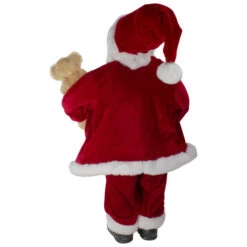 Northlight 18" Standing Santa Christmas Figure With A Plush Brown Bear -Northlight Christmas northlight sa88392 2 81247.1611374215