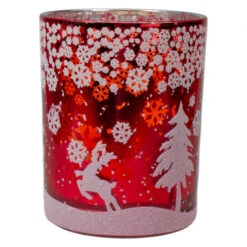 5" Red And Shiny Silver Deer In Winter Woods Flameless Candle Holder -Northlight Christmas northlight se90056 5 73577.1605147745