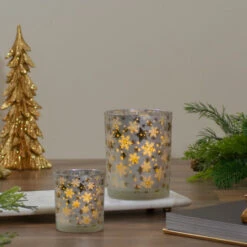 Northlight 5" Matte Silver And Gold Stars And Snowflakes Flameless Glass Candle Holder 8 Northlight 5" Matte Silver And Gold Stars And Snowflakes Flameless Glass Candle Holder -Northlight Christmas northlight se90060 5 12012.1665433302