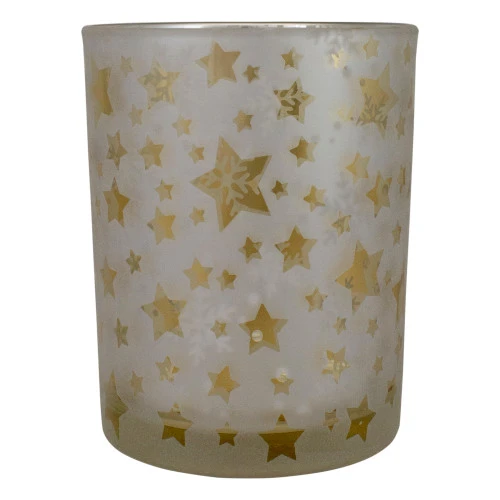 Northlight 5" Matte Silver And Gold Stars And Snowflakes Flameless Glass Candle Holder 3 Northlight 5" Matte Silver And Gold Stars And Snowflakes Flameless Glass Candle Holder