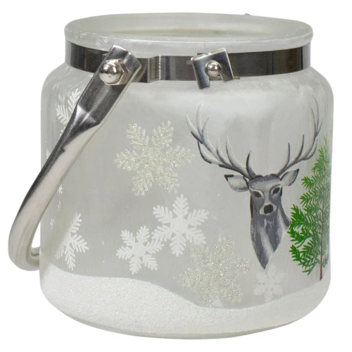 Northlight 4" Deer, Pine And Snowflakes Hand Painted Flameless Glass Candle Lantern 5 Northlight 4" Deer, Pine And Snowflakes Hand Painted Flameless Glass Candle Lantern - Image 3