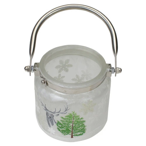 Northlight 4" Deer, Pine And Snowflakes Hand Painted Flameless Glass Candle Lantern 7 Northlight 4" Deer, Pine And Snowflakes Hand Painted Flameless Glass Candle Lantern - Image 5