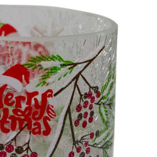Northlight 8" Hand Painted Christmas Cardinal And Pine Flameless Glass Christmas Candle Holder 6 Northlight 8" Hand Painted Christmas Cardinal And Pine Flameless Glass Christmas Candle Holder - Image 4
