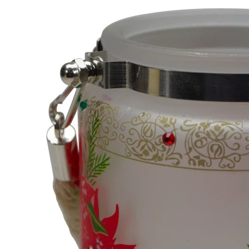 Northlight 4" Hand-Painted Red Poinsettias And Gold Flameless Glass Christmas Candle Holder 5 Northlight 4" Hand-Painted Red Poinsettias And Gold Flameless Glass Christmas Candle Holder - Image 3