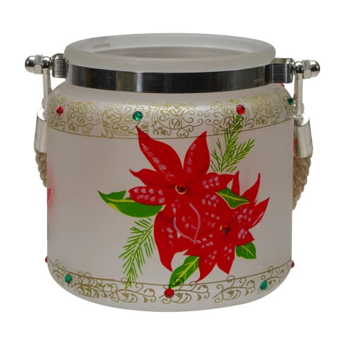 Northlight 4" Hand-Painted Red Poinsettias And Gold Flameless Glass Christmas Candle Holder 3 Northlight 4" Hand-Painted Red Poinsettias And Gold Flameless Glass Christmas Candle Holder
