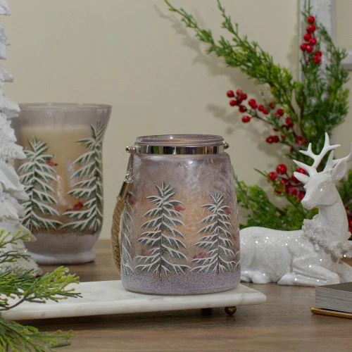 Northlight 6.25" Hand-Painted Pine Trees And Cardinals Flameless Glass Christmas Candle Holder 4 Northlight 6.25" Hand-Painted Pine Trees And Cardinals Flameless Glass Christmas Candle Holder - Image 2