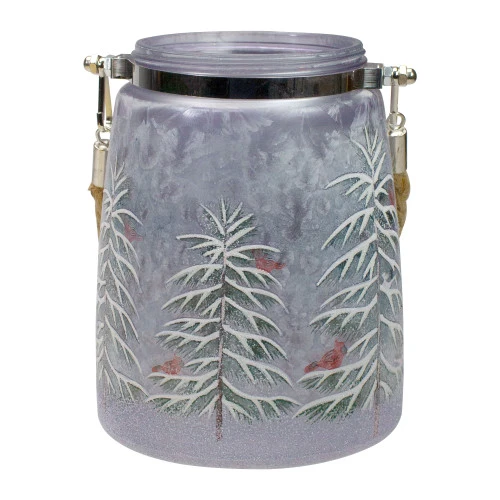 Northlight 6.25" Hand-Painted Pine Trees And Cardinals Flameless Glass Christmas Candle Holder 3 Northlight 6.25" Hand-Painted Pine Trees And Cardinals Flameless Glass Christmas Candle Holder