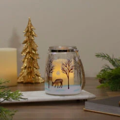 Northlight 6.25" Trees And Fawns Flameless Glass Candle Lantern -Northlight Christmas northlight se91542 5 63396.1605147743