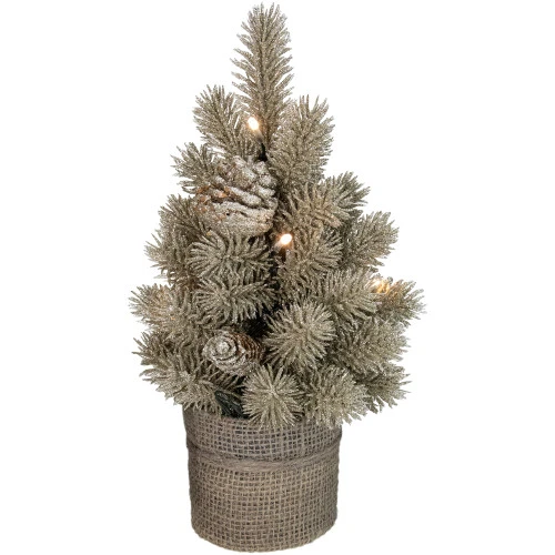 Northlight LED Potted Metallic Glitter Artificial Christmas Tree - 10.25" - Clear Lights 5 Northlight LED Potted Metallic Glitter Artificial Christmas Tree - 10.25" - Clear Lights - Image 3