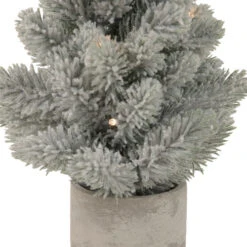 Northlight 16" LED Lighted Mini Frosted Pine Christmas Tree In Cement Base -Northlight Christmas northlight sf93424 4 46382.1661885696