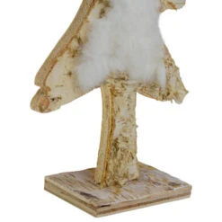Northlight Wooden Tree With Faux Fur Christmas Decoration - 13.5" - Brown And White -Northlight Christmas northlight sh89634 3 64224.1669884313