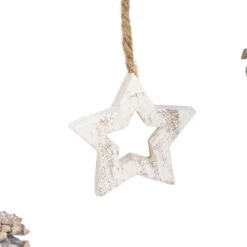 Northlight Glittered Holly Branch With Stars And Pinecones Christmas Wall Decoration - 20.75" - Silver -Northlight Christmas northlight sh96104 03 42371.1721349699