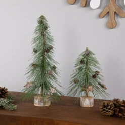 Northlight Frosted Bottle Brush Tree On Wooden Base Christmas Decoration - 13" -Northlight Christmas northlight sh961142c20sh96115 styled 01 39651.1720742956