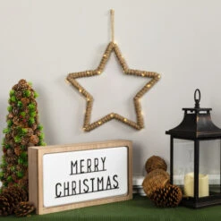 Northlight Lighted Jute Wrapped Star Silhouette Christmas Hanging Decoration - 11.5" -Northlight Christmas northlight sh96120 styled 01 83519.1723165685