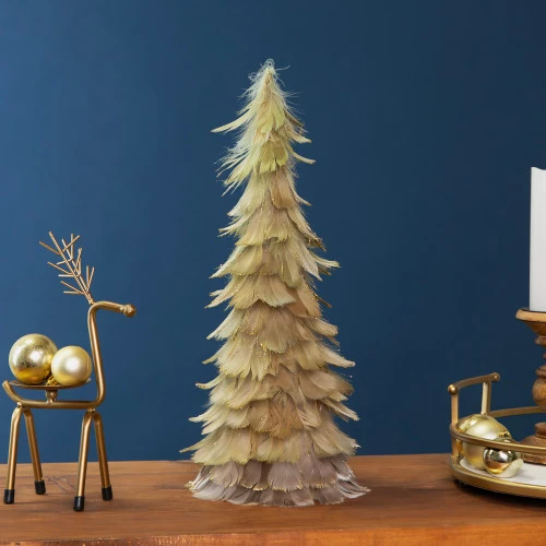 Northlight Small Layered Feathers Cone Tree Christmas Tabletop Decoration - 15.75" 4 Northlight Small Layered Feathers Cone Tree Christmas Tabletop Decoration - 15.75" - Image 2