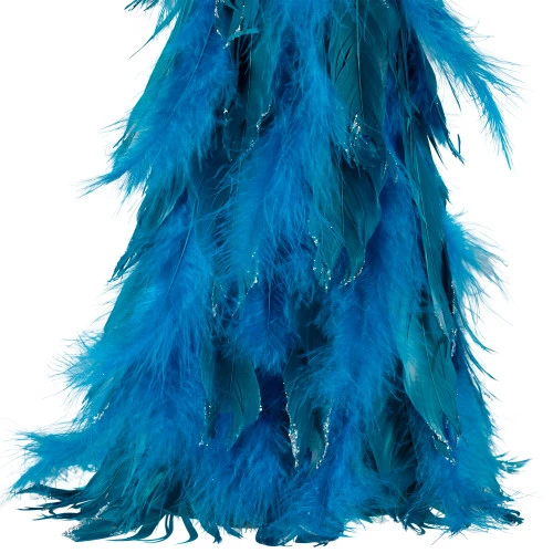 Northlight Two-Tone Layered Glitter Feather Cone Tree Christmas Decoration - 19.5" - Turquoise 6 Northlight Two-Tone Layered Glitter Feather Cone Tree Christmas Decoration - 19.5" - Turquoise - Image 4