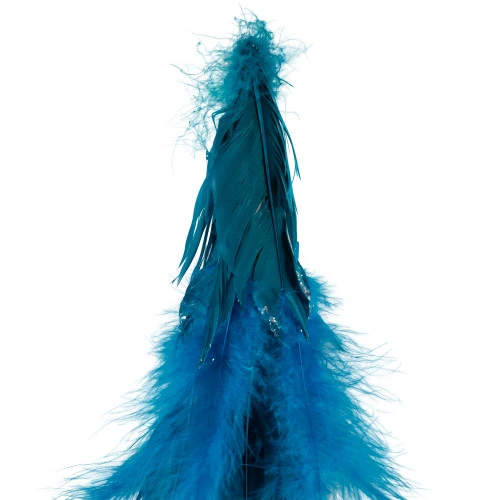 Northlight Two-Tone Layered Glitter Feather Cone Tree Christmas Decoration - 19.5" - Turquoise 7 Northlight Two-Tone Layered Glitter Feather Cone Tree Christmas Decoration - 19.5" - Turquoise - Image 5