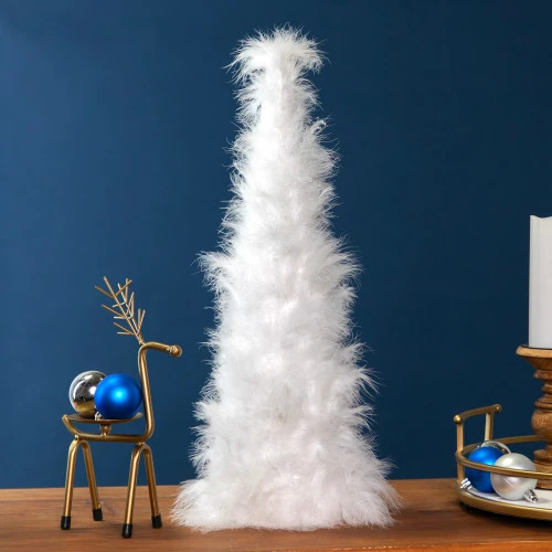 Northlight Layered Wispy Feather Cone Tree Christmas Decoration - 19.5" - Winter White 3 Northlight Layered Wispy Feather Cone Tree Christmas Decoration - 19.5" - Winter White