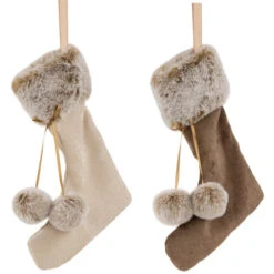 Plush Stockings Christmas Ornaments - 7.5" - Beige And Brown - Set Of 2 -Northlight Christmas northlight sh96167 02 66976.1721695500