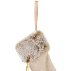 Plush Stockings Christmas Ornaments - 7.5" - Beige And Brown - Set Of 2 -Northlight Christmas northlight sh96167 05 04648.1721695499