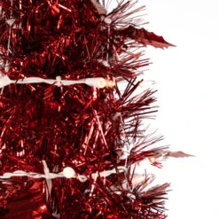 Northlight 4' Pre-Lit Red Pop-Up Tinsel Christmas Tree, Clear Lights -Northlight Christmas northlight sm92154 2 32756.1647998793